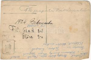 1924 Békéscsaba, Az FTC (fradi) csapata a strandon, sportolók nevei a hátoldalon feliratozva. photo ...