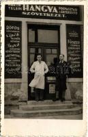 1944 Miskolc, Martintelepi Hangya fogyasztási és értékesítő szövetkezet üzlete, tulaj és a segéd úr. photo (EK)