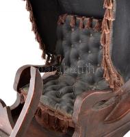 Antik gyermek "kutya" hintó. Kézzel készített. Fa, kovácsoltvas kerekekkel, viaszkosvászon...