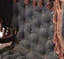 Antik gyermek "kutya" hintó. Kézzel készített. Fa, kovácsoltvas kerekekkel, viaszkosvászon...