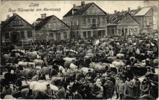 Lida, Panje-Fuhrwerke am Marktplatz / market (EK)