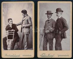 cca 1910 Férfiportrék, 2 db keményhátú fotó székesfehérvári műtermekből, 8×5 cm
