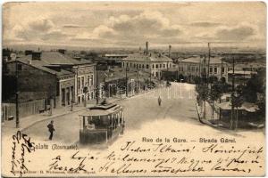 1909 Galati, Galac, Galatz; Rue de la Gare / Strada Garei / street view, tram. Edit. H. Wichmann (EK)