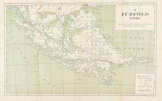 A Tűzföld térképe. Alberto M. De Agostini: Tíz esztendő a Tűzföldön c. könyvéből 58x38 cm