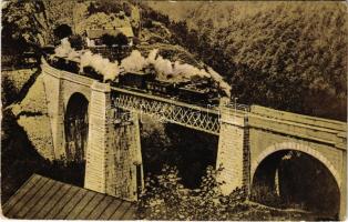 1916 Anina, Oravica-Anina, Oravita-Anina; Vasúti hegyipálya, Zsittin-völgyi vasúti híd, viadukt, gőzmozdony. Scheitzner Ig. / mountain railway bridge, viaduct, locomotive (Rb)