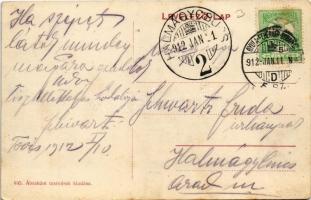 1912 Tövis, Teius; Vasútállomás. Ábrahám testvérek kiadása / Gara / railway station + "GYULA-FE...