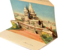 Budapest I. Halászbástya - modern kihajtható dimenziós képeslap. Képzőművészeti Alap / modern pop-up...