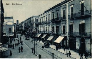 Bari, Via Sparano, F. Saccogna / street, shops, tram