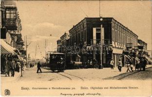 Baku, Bacou; Olginskaja und Michailowskaja Strassen / street view, horse-drawn tram (EK)