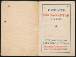 1919 Kner Izidor előjegyzési tárcanaptár