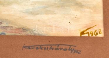 Kerekes Károly (?-): Első havasi alkonyat (Székelyhidi táj), 1962. Akvarell, papír. Jelzett. Üvegeze...