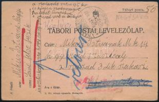 1916 Tábori lap tábori postáról küldve tábori postára, majd visszaküldve / Field postcard from and to field post address, returned