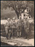 1918 Osztrák-magyar katonatisztek rohamsisakban az olasz fronton / k.u.k. officers on the Italian field. 16x12 cm