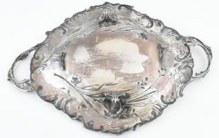 Ezüst (Ag) szecessziós asztalközép, plasztikus virágdíszítményekkel, jelzett: osztrák Diannás jellel...