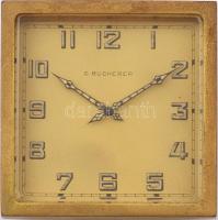 C. Bucherer mechanikus asztali óra, működik, réz házzal. 8x8 cm