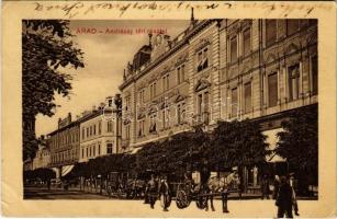 1911 Arad, Andrássy téri részlet, Rónai Alajos szállodája, Kerpel Izsó üzlete / square, hotel, shop (EB)