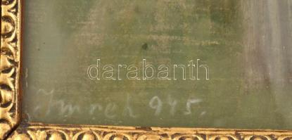 Imreh Zsigmond (1900-1965): Falu a völgyben. Vegyes technika, papír, jelzett. Üvegezett, sérült fake...