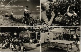 1919-1957 KISZ Önkéntes Ifjúsági Tábor. Képzőművészeti Alap Kiadóvállalat / Hungarian Young Communist League propaganda, camp, table tennis