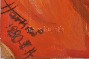 Olvashatatlan jelzéssel: Ördögi fej. Olaj, farost. Bal alsó sarkában sérült. 80x60 cm