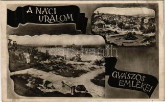 Budapest. A náci uralom gyászos emlékei. Újjáépítjük Magyarországot! Magyar Újjáépítési Minisztérium engedélyével a Magyar Központi Híradó Rt. propaganda lapja a lerombolt Várkerttel (gyűrődések / creases)