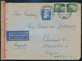 1942 Légi cenzúrázott levél Budapestre / Airmail censored cover to Hungary