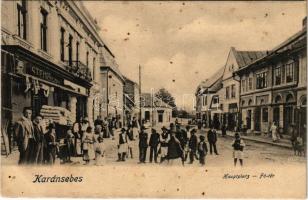 Karánsebes, Caransebes; Hauptplatz / Fő tér, Steinschneider üzlete / main square, shops (fl)