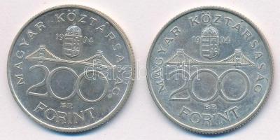 1994. 200Ft Ag "Deák" (2x) T:1-,2 Adamo F13