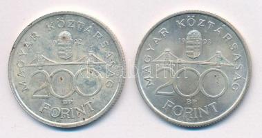 1992-1993. 200Ft Ag "MNB" (2xklf) T:1- patina Adamo F13