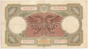 Albánia / Olasz megszállás 1939. 20Fr T:III,III- 
Albania / Italian occupation 1939. 20 Franga C:F,...