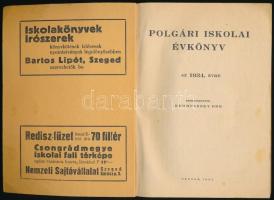 1934 Polgári iskolai évkönyv az 1934. évre. Szerk.: Krompaszky Ede. Szeged, 1934., Délmagyarország-n...