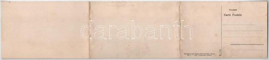 Resicabánya, Resicza, Recita, Resita; vasgyár. 3-részes kihajtható panorámalap. Otto Schwarcz kiadás...