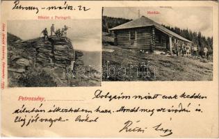 1905 Petrozsény, Petrosani; Részlet a Paringról, turisták, hegymászók, menedékház. Herz Arnold kiadása / Muntii Parang / mountain, hikers, tourist house (EK)