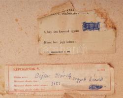 Bojtor Károly (1933-1999): Hegyek, házak. Olaj, farost, jelezve balra lent. Hátoldalán autográf feli...