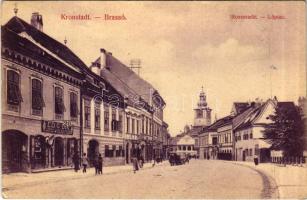 1909 Brassó, Kronstadt, Brasov; Rossmarkt / Lópiac, Ed. G. Dik, Adolf Gross üzlete / horse market, shops (fa)