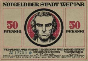 Német Birodalom/Weimari Köztársaság/ Weimar 1921. 50Pf(6x) 6klf db, teljes sor T:I