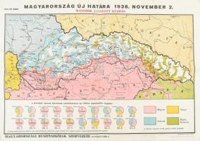 1938 Magyarország új határa 1938. november 2. Magyarországi Ruszinszkóiak Szervezete. Egyben néprakjzi térkép is 50x36 cm