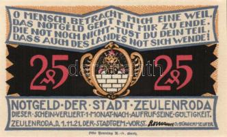 Német Birodalom/Weimari Köztársaság/ Zeulenroda 1921. 25Pf(5x) 5klf db, teljes sor T:I