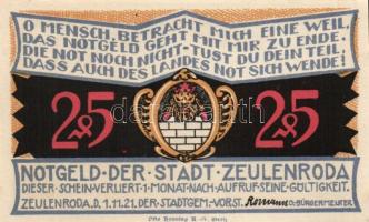 Német Birodalom/Weimari Köztársaság/ Zeulenroda 1921. 25Pf(5x) 5klf db, teljes sor T:I