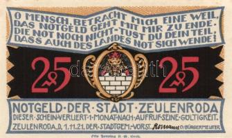 Német Birodalom/Weimari Köztársaság/ Zeulenroda 1921. 25Pf(5x) 5klf db, teljes sor T:I