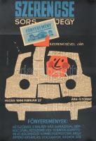 1965-66 Szerencse sorsjegy plakát, Lengyel jelzéssel a plakáton, feltekerve, hajtásnyomokkal, sarkaiban apró lyukakkal, 67x47,5 cm