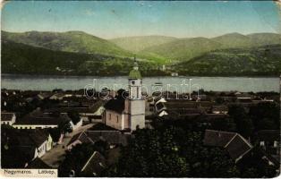 Nagymaros, látkép templommal. Breuer Jenő kiadása (EB)
