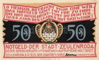 Német Birodalom/Weimari Köztársaság/ Zeulenroda 1921. 50Pf(5x) + 75Pf(5x) összesen 10klf db, teljes ...