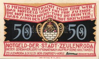 Német Birodalom/Weimari Köztársaság/ Zeulenroda 1921. 50Pf(5x) + 75Pf(5x) összesen 10klf db, teljes ...