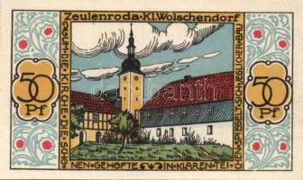 Német Birodalom/Weimari Köztársaság/ Zeulenroda 1921. 50Pf(5x) + 75Pf(5x) összesen 10klf db, teljes ...