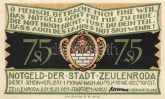 Német Birodalom/Weimari Köztársaság/ Zeulenroda 1921. 50Pf(5x) + 75Pf(5x) összesen 10klf db, teljes ...