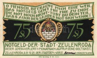 Német Birodalom/Weimari Köztársaság/ Zeulenroda 1921. 50Pf(5x) + 75Pf(5x) összesen 10klf db, teljes ...