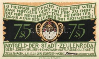 Német Birodalom/Weimari Köztársaság/ Zeulenroda 1921. 50Pf(5x) + 75Pf(5x) összesen 10klf db, teljes ...