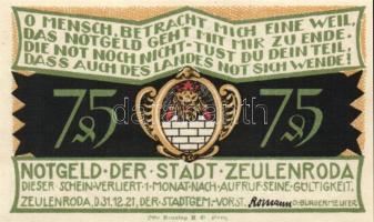 Német Birodalom/Weimari Köztársaság/ Zeulenroda 1921. 50Pf(5x) + 75Pf(5x) összesen 10klf db, teljes ...