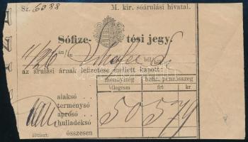 cca 1890 M. kir. sóárulási hivatal sófizetési jegye (sóadó kifizetése), kitöltve, jó állapotban