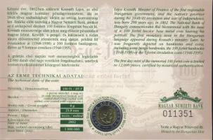 2002. 100Ft "Kossuth" elsőnapi veret sorszámozott díszlapon T:BU Csak 12.000db!